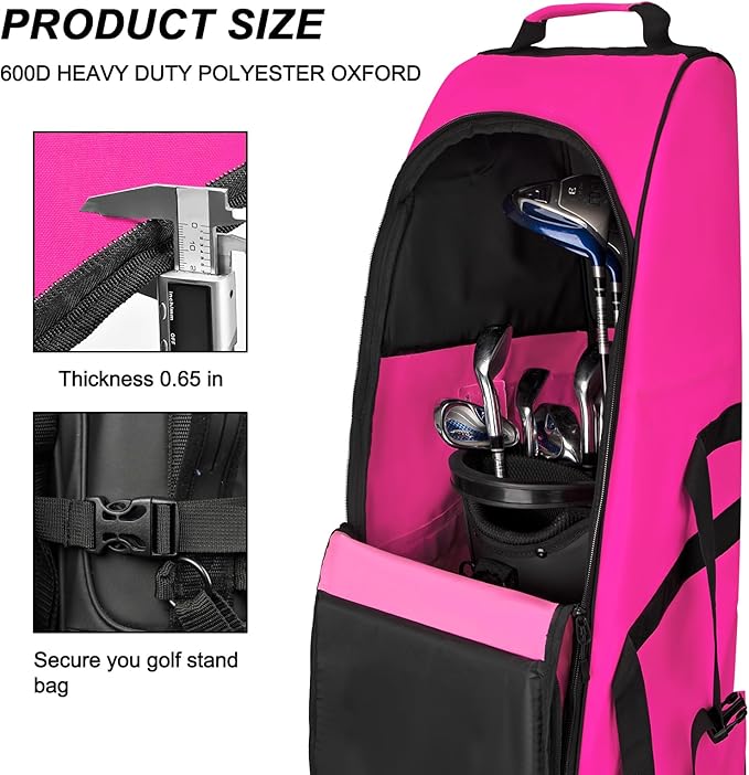 Goloni Golf Travel Bag with Wheels, Golf Travel Case for Airlines, 900D Heavy Duty Oxford Wear-Resistant Soft-Sided
