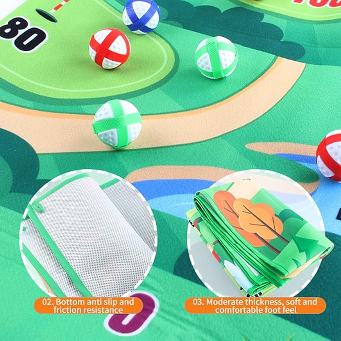 Golf Chipping Mat Set - Indoor Outdoor Game | Portable Golf Hitting Mat with Targets and Balls, Fun Practice Game for Kids and Adults, Perfect for Home Backyard Lawn Party Beach or Family En