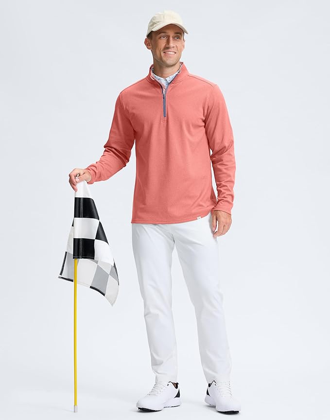Obla Golf Quarter Zip Pullover Men Fleece Mock Neck Sweatshirt Winter Warm 1/4 Zip Long Sleeve Golf Shirt