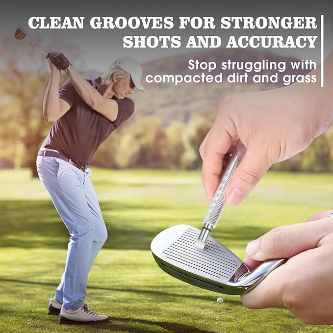 Pro Golf Club Cleaner Brush with Golf Groove Sharpener Tool Suitable for U & V-Grooves 8 Inches Golf Water Brush with Retractable Clip Hold 5oz of Water Perfect Golf Accessories for Men/Women