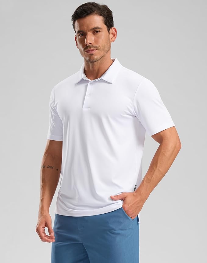 Golf Shirts Heather Polo Short Sleeve Dry Fit Lightweight Moisture Wicking Collared Shirts Casual Athletic Business