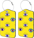2 Pack Luggage Tags for Suitcase,Magical Eyes PU Leather Luggage Tags with Privacy Cover Name Address Labels and Steel Ring,Creative Travel Accessories for Men and Women