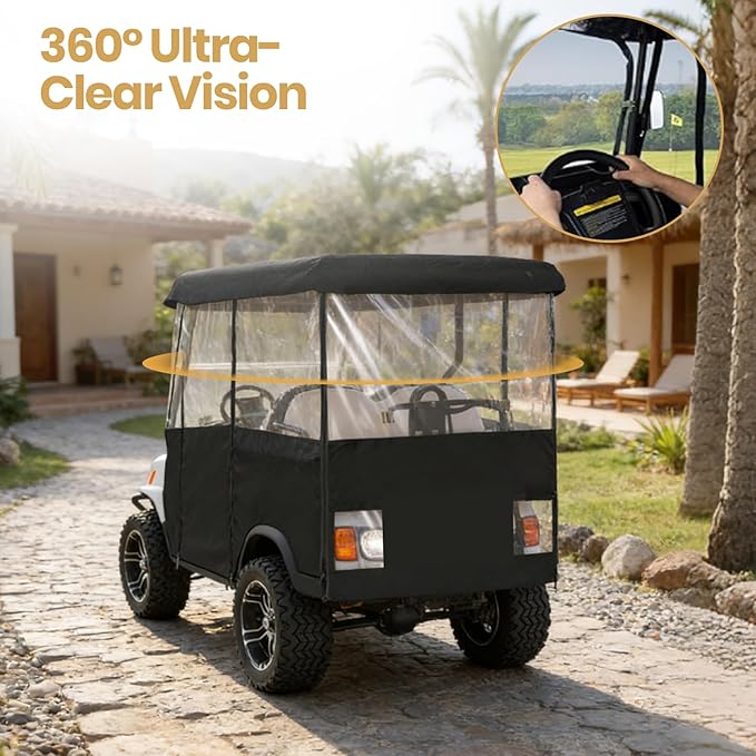 Leader Accessories Deluxe 4-Person Golf Cart Cover Storage Driving Enclosure Fit EZ Go, Club Car, Yamaha Cart
