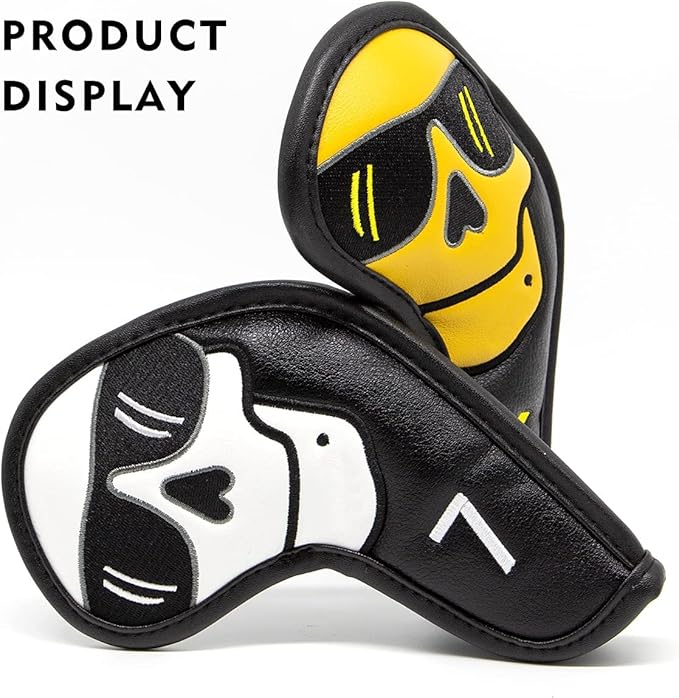Large Skeleton Golf Club Covers, Iron Covers 10pcs/ Set, Leather Golf Iron Club Head Cover Headcover Set for Men fits Mizuno, Ping, Taylormade All Brand