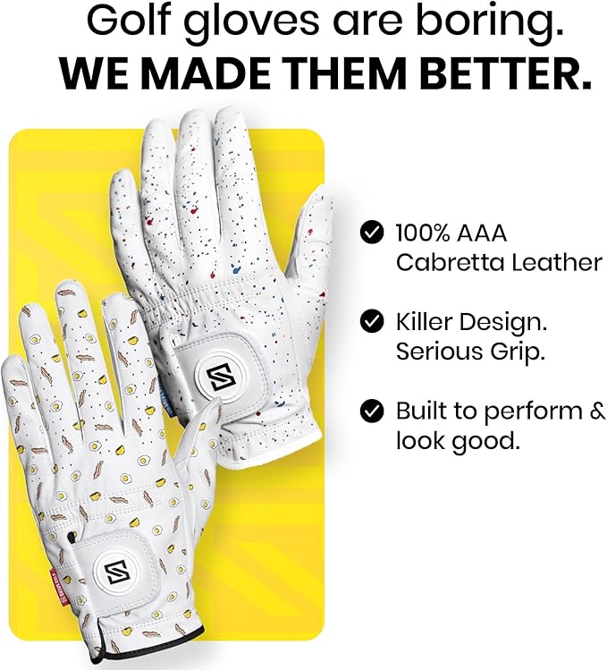 Premium Golf Glove | 100% AAA Cabretta Leather | Cool Golf Gloves Men | Serious Feel & Performance | Mens Golf Gloves Left Hand