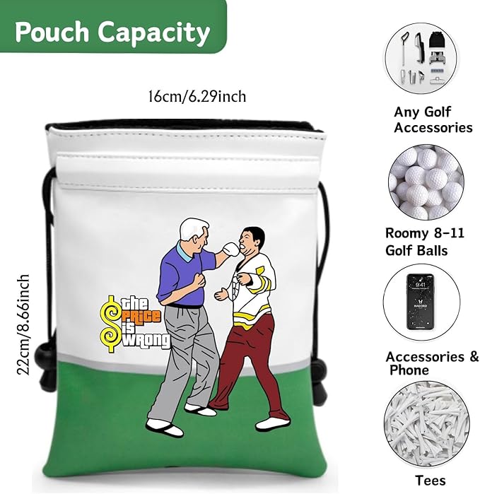 Artpreti Funny Golf Valuables Pouch,Golf Pouch Bag with Drawstrings Golf Tee Leather Tee Ball Bag for Men Women - The Price is Wrong