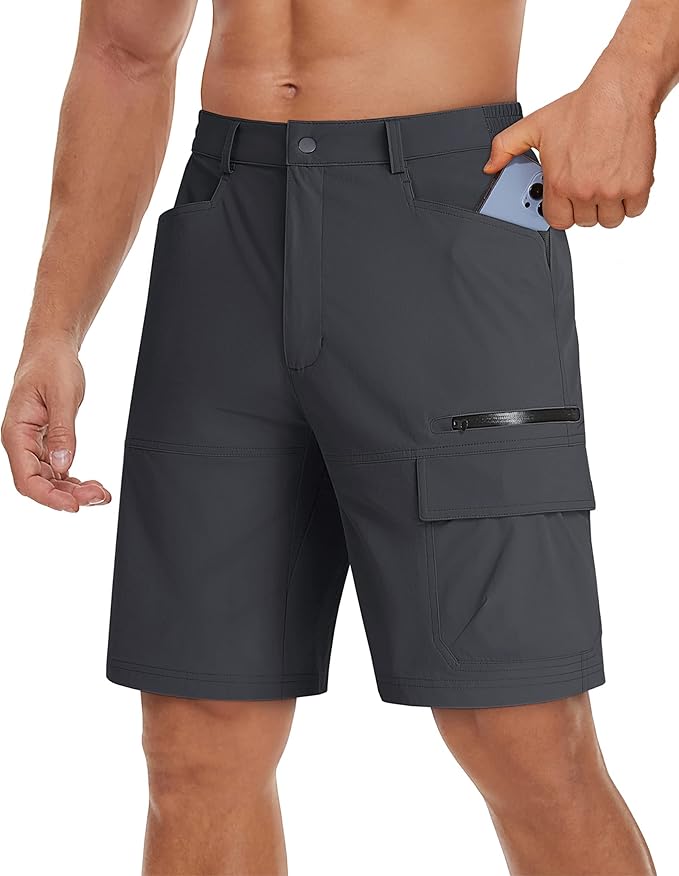 TACVASEN Men's Summer Outdoor Shorts Quick Dry Cargo Casual Work Hiking Shorts (NO Belt)