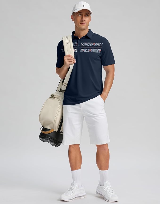 Men's Golf Shirts Dry Fit Moisture Wicking Performance Short Sleeve Collared Polo Shirts for Casual Athletic Business