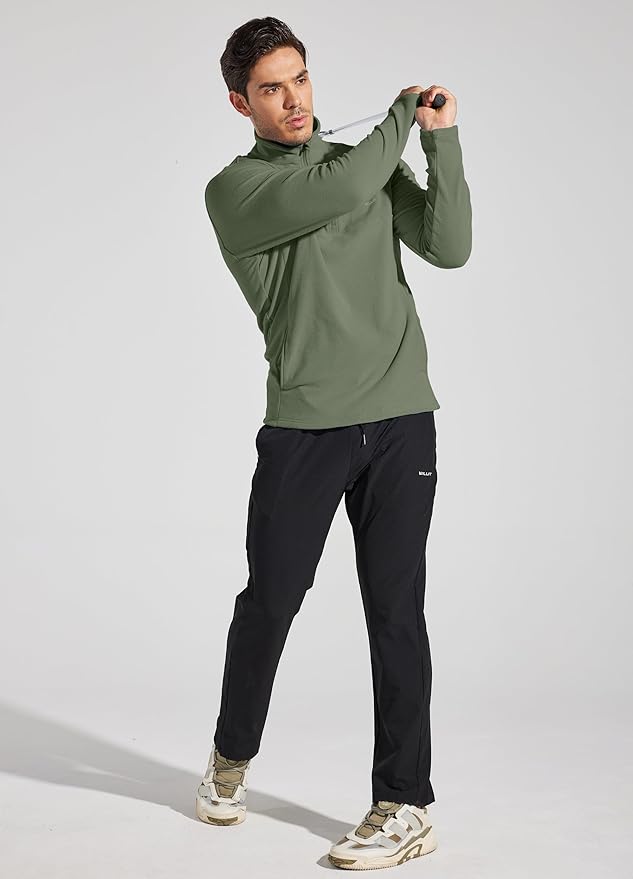 Willit Men's Winter Shirts Fleece Pullover with Pocket Quarter Zip Cold Weather Golf Hiking Casual Warm Shirts Long Sleeve