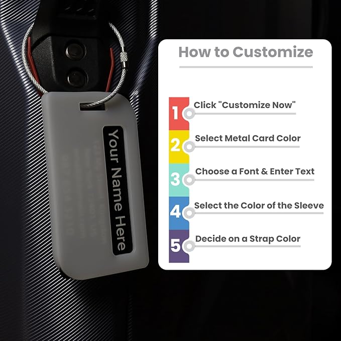 Full Privacy Personalized Metal Luggage Tags for Suitcases - Laser Engraved Aluminum Luggage Tags with Silicone Sleeves Pack of 2 (Privacy-Enhanced Bundle, 2x3.5)