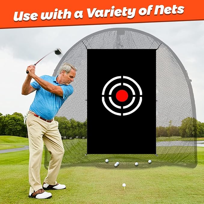 Golf Target Cloth - 5x3FT Durable Net Target with Hitting Range for Accuracy Practice - Portable for Home & Backyard Golf Training Players