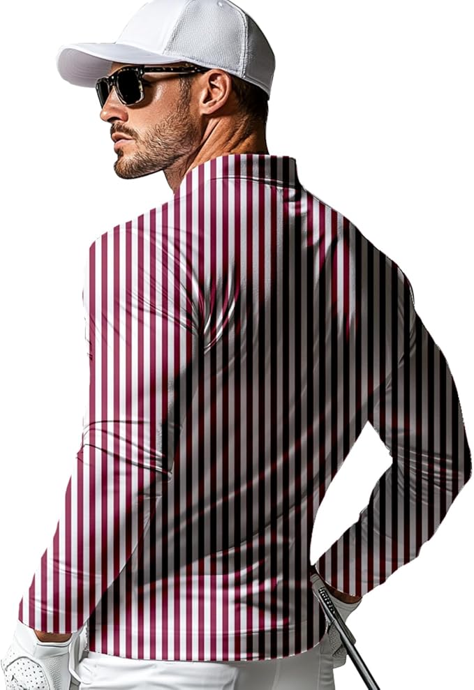 Men's Long Sleeve Golf Shirt Quick Dry 3 Button Work Fishing Outdoor Casual Collar Shirt