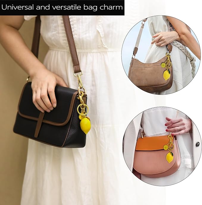 Cherry Bag Charm for Handbag, Big-Apple Strawberry Fruit Bag Charm Cherry Car Accessories KeyChain