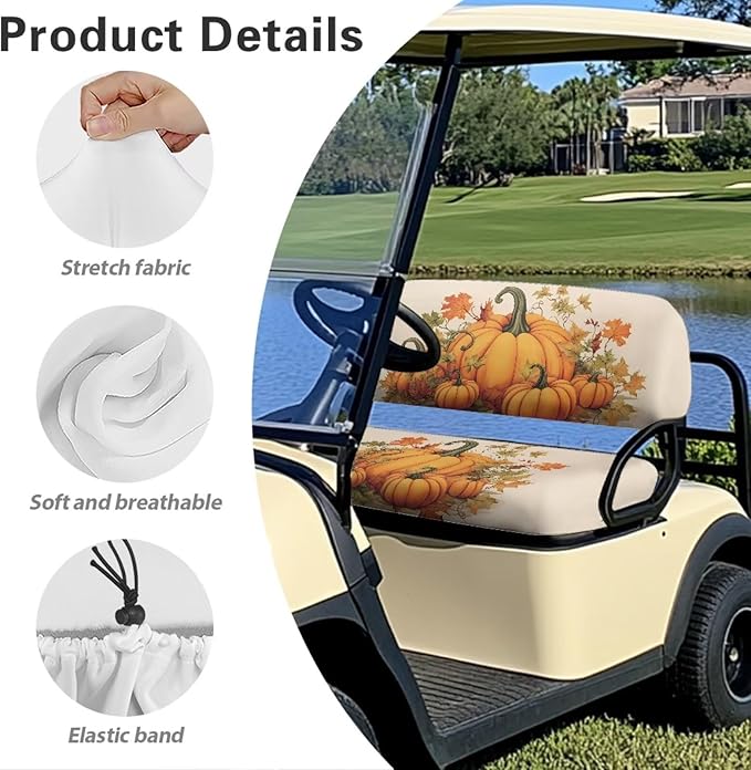 Golf Cart Seat Covers, Universal Fit & Nonskid Bottom Fits for Club Car 2 Person Seats Golf Carts