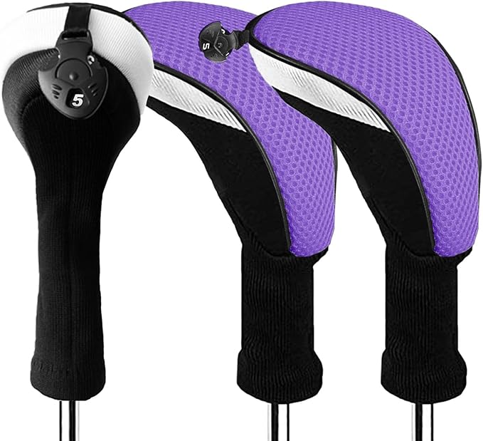 Golf Club Head Covers for Woods and Driver Hybrids Fairway Value Pack Protective Clubs Headcovers with Interchangeable No.Tags 1 3 5