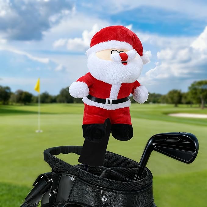 Christmas Golf Club Covers, Fun Plush Headcovers with Soft Protection for Fairway Wood Clubs, Festive Golf Gift for Men and Women
