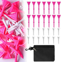 FINGER TEN Golf Tees Plastic Unbreakable 30 Tees 3 1/4 Inch and 20 More Short Tees 1 1/2 Inch with Black Golf Tee Bag, Easy to Find Value Gift Set