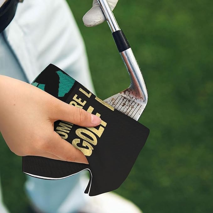 Black Funny Golf Towel with Carabiner Clip 24"x16" Hilarious Cute Golf Towels for Golf Bags Microfiber Waffle Fun Golf Rag for Disc Balls Clubs Accessories for Men Women Dad Golfers