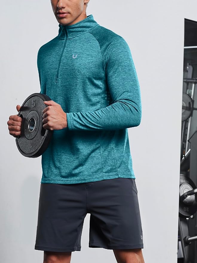 NORTHYARD Quarter Zip Pullover Men Running Shirt Long Sleeve Moisture Wicking Quick Dry Athletic Workout Shirts