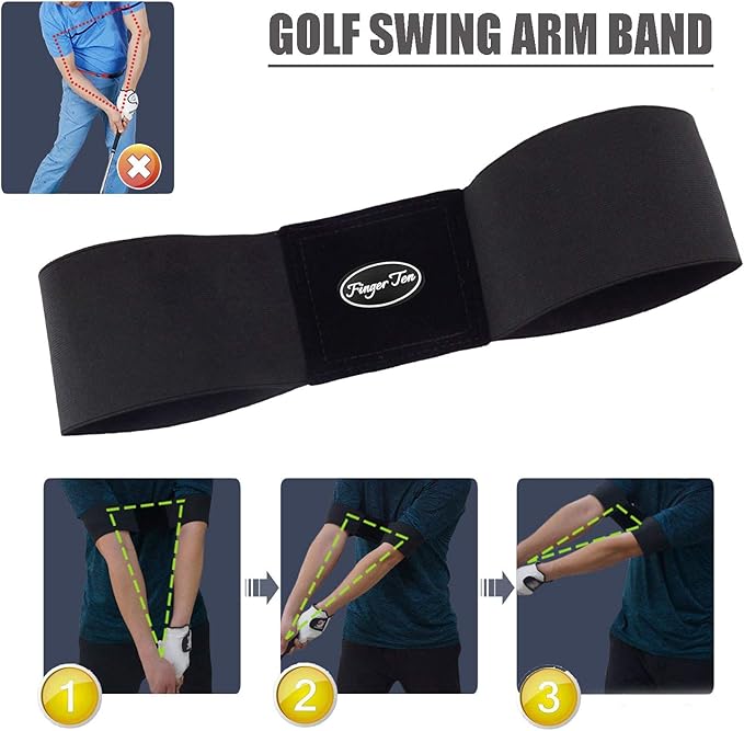 Amy Sport Golf Swing Training Aid Wrist Hinge Adjustable Arm Band with Hanger Smartball Connection Band for Correction, Men Women Ball Between Arms Practice Tool
