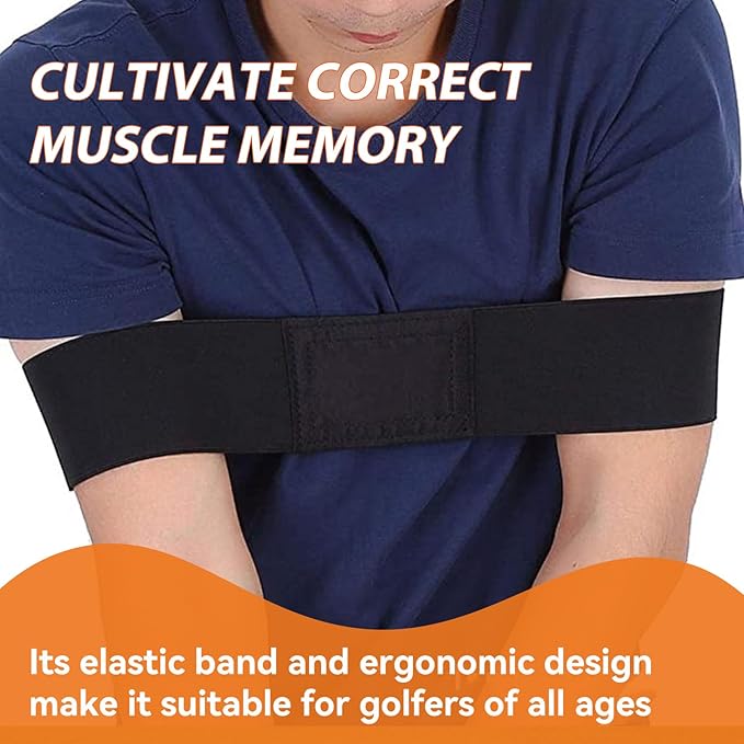 2 Pcs Golf Swing Training Aid, Golf Connection Arm Band for Correcting Chicken Wing Flaw, Muscle Memory and Swing Connection Trainer for Right & Left-Handed Players, Men Women Junior Golfers