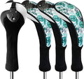 FINGER TEN Golf Club Head Covers Woods Hybrids 1/2/3/4 Pack, Headcovers Men Women 3 5 7 X with Interchangeable Number Tag, Fit All Wood Hybrid Clubs