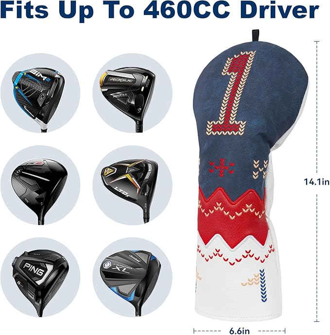 Craftsman Golf Club Headcover Driver Head Cover Fair Isle Pattern Golf Headcover Golf Club Cover for Driver Golf Gift