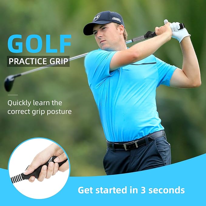 KINGRASP(2 Piece) Golf Club Grip, Golf Swing Trainer Training Grip, Left and Right Hand Auxiliary Practice Teaching aids,Help Kids and Woman Beginner Learn Correct Grip Posture.