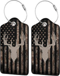 Camo Deer Hunting 2 Pcs Luggage Tags, Privacy Cover Id Label with Stainless Steel Loop and Address Card for Suitcases & Travel Bags