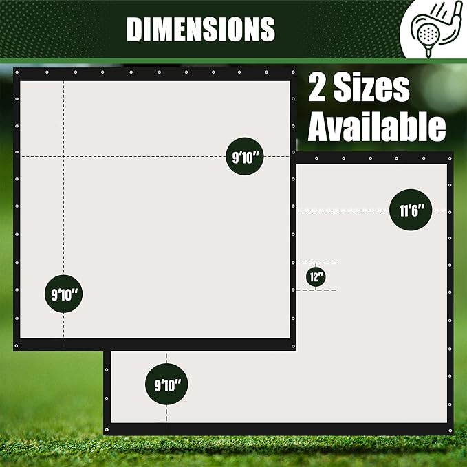 Golf Impact Screen Double Layer – Low Noise on Impact, Durable Grommets, Reinforced Black Border – High-Strength Polyester, Indoor/Outdoor Golf Simulator Screen