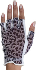 Animal Print Solar Tan Fashion Half Glove | UV Protection SPF 10, Breathable & Stylish, Tan-Through Solar Fabric