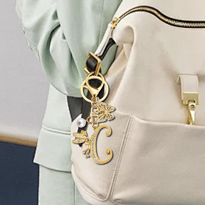 Initial Keychain Bag Charm Women Purse Charms for Handbags Accessories Charm for Wallet Butterfly Pendant for Girls
