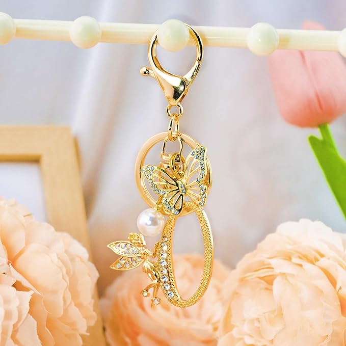 Initial Keychain Bag Charm Women Purse Charms for Handbags Accessories Charm for Wallet Butterfly Pendant for Girls