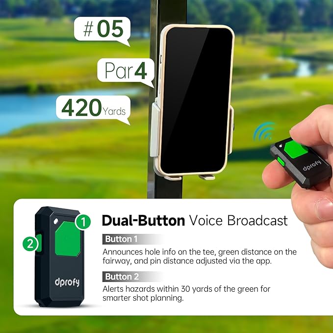Dprofy Golf GPS Range Finder Work with Dprofy APP, 2Pcs Golf GPS Devices with Voice Output Course and Hole Distance Information, Support Two People Use