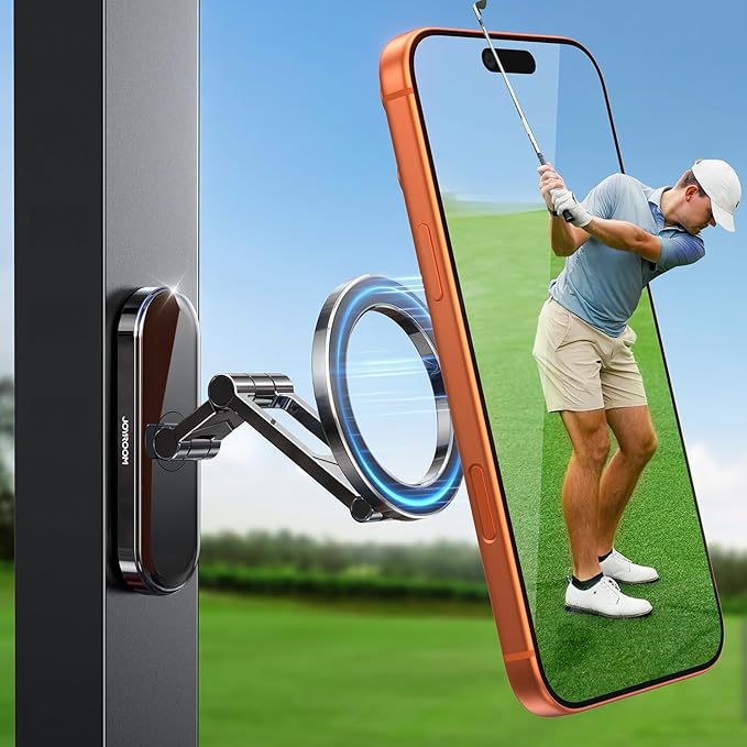 JOYROOM Upgraded Magnetic Golf Cart Phone Holder, [Tri-fold+All Metal] Magsafe Phone Holder Compatible with MagSafe iPhone 17 16 15 14 13 12 Fits EZGO Club Car Yamaha Icon Golf Cart Accessories Gifts