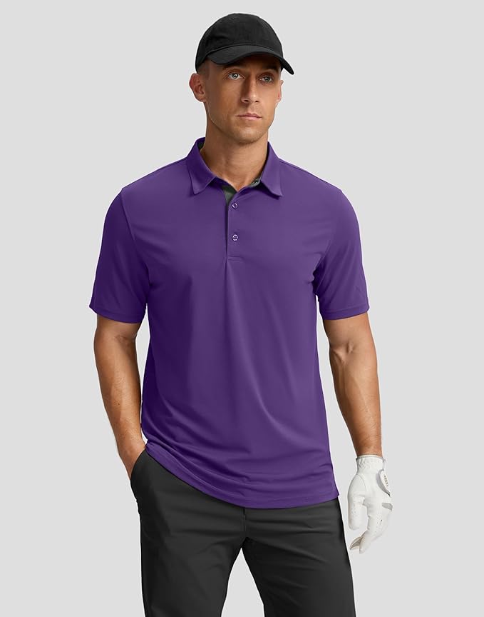 Men's Golf Shirts Dry Fit Moisture Wicking Performance Short Sleeve Collared Polo Shirts for Casual Athletic Business