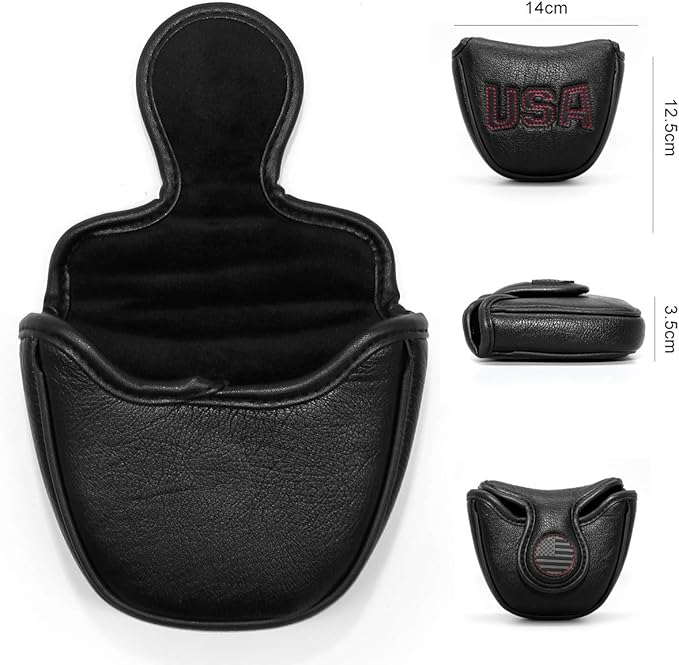 Golf Putter Cover, Putter Headcovers Golf Club Head Covers Putter Headcover for Blade Leather Golf Mallet Putter Head Covers with Magnetic for All Brands USA Style