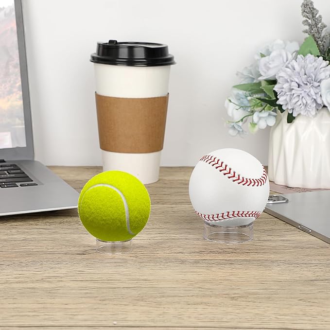 Hipiwe 15Pcs Sphere Holder Clear Crystal Glass Ball Stand Round Baseball Display Stand Plastic Ball Stand Holder Rings for Decorative Egg Golf Ball Tennis Softball Marbles (1.2”D, Medium)