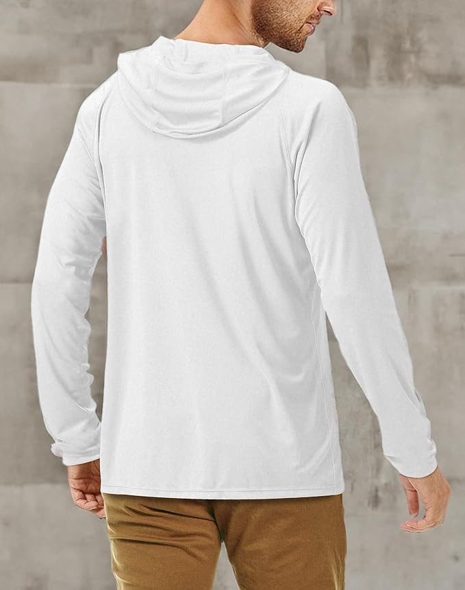 Roadbox UPF 50+ Fishing Shirts for Men, Long Sleeve UV Sun Protection Hoodie, Outdoor Hiking Running Swimming Rash Guard