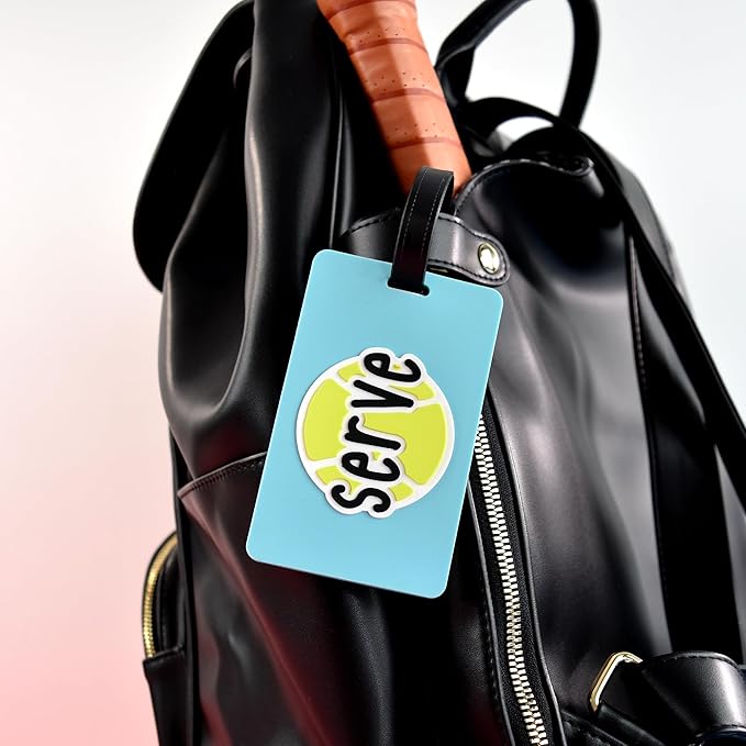 Tennis Bag Tag – Serve Design, Flexible Silicone Luggage Tag, Waterproof & Durable, Secure Strap for Quick Bag Identification, Ideal Gift for Tennis Players