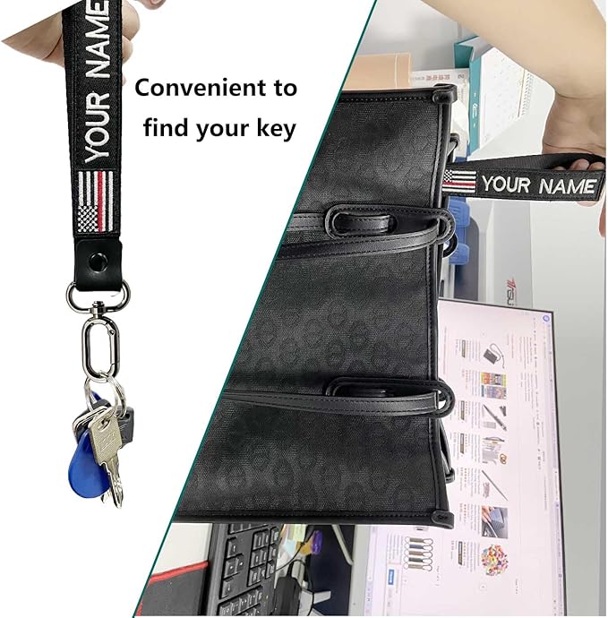 Custom Keychain,Personalized Key Tag Embroidery USA Flag Name with Key Ring Car Key Chain Clip Nylon Webbing Buckle