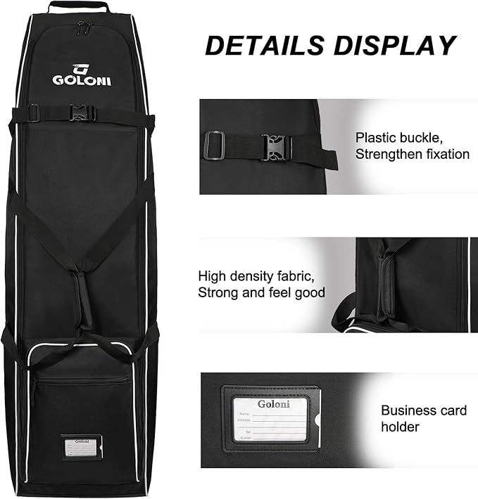 Goloni Golf Travel Bag with Wheels, Golf Travel Case for Airlines, 900D Heavy Duty Oxford Wear-Resistant Soft-Sided