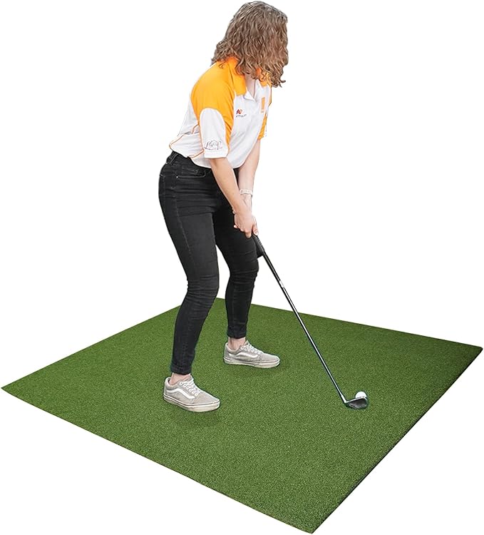 IMPACT SPORTS Premium Golf Hitting Mat – 59'' x 59'' Durable Practice Turf for Indoor & Outdoor Use, Realistic Grass Feel, Heavy-Duty Training Mat for Golfers