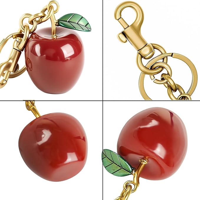 Cherry Bag Charm for Handbag, Big-Apple Strawberry Fruit Bag Charm Cherry Car Accessories KeyChain