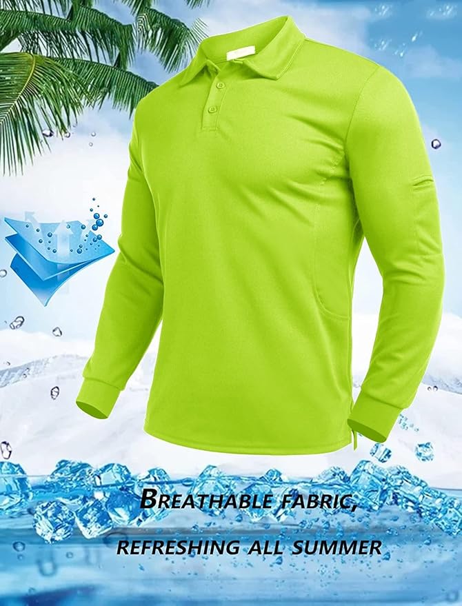 Deyeek Men's Polo Shirts Long Sleeve Golf Polo Shirts for Men Quick Dry UPF 50+ Sun Protection Polos Casual Collared Shirts
