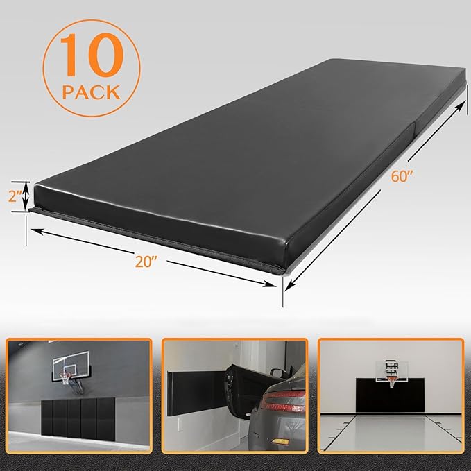 PROGOAL Gym Wall Paddings Basketball Court Wall Protection Pad - 2”Thick Foam Wall Mat Durable Protector for Wall-Mounted Basketball Hoops Garage Taekwondo（60" Lx20 W）
