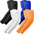 YQXCC 4 Pairs Arm Sleeves, Cooling UV Sun Protection Sports Compression Sleeves for Men Women, Golf Basketball Arm Sleeves