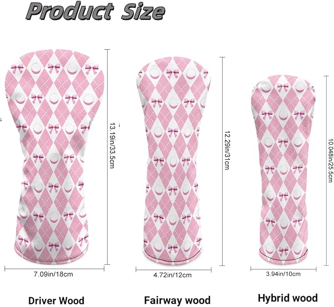 Golf Club Head Covers for Club Protective, Waterproof PU Leather Driver Fairway Wood Hybrid Head Cover