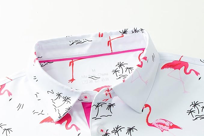 Mens Golf Shirts Quick Dry Moisture Wicking Casual Short Sleeve Performance Athletic Print Collared Stylish Men Polo Shirt