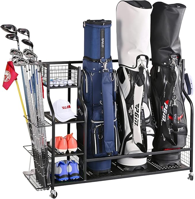 Golf Bag Storage Organizer, 4 Golf Bag Organizer Garage Storage, Extra Large Golf Storage Stand for Golf Bag Accessories, Golf Storage Rack for Garage, Golf Club, Home